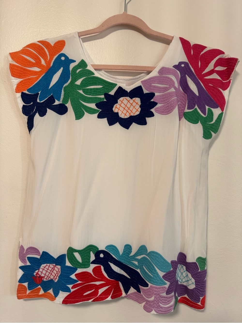White Embroidered Blouse, L